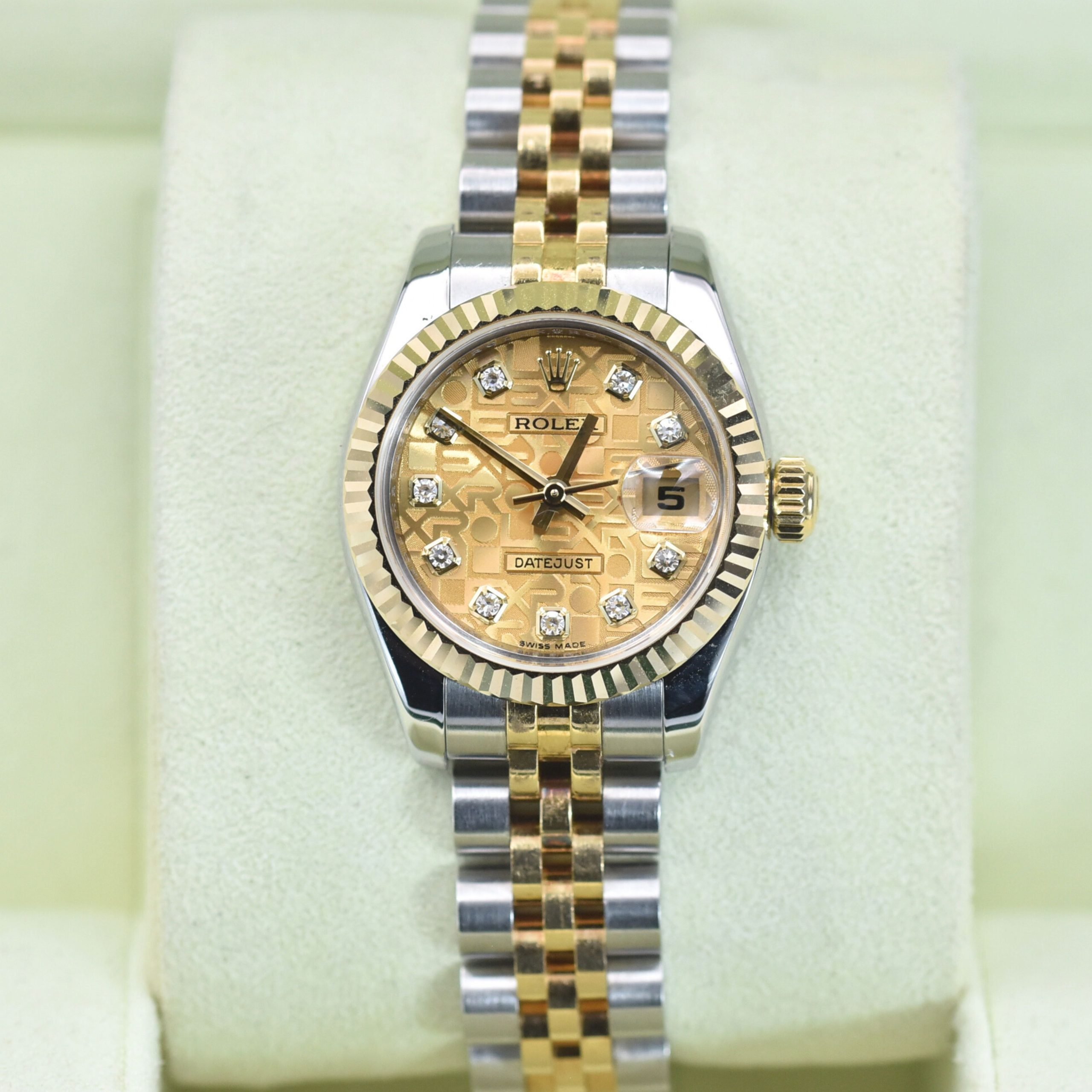 Rolex Datejust 26mm ref 179173, champagne diamond dial