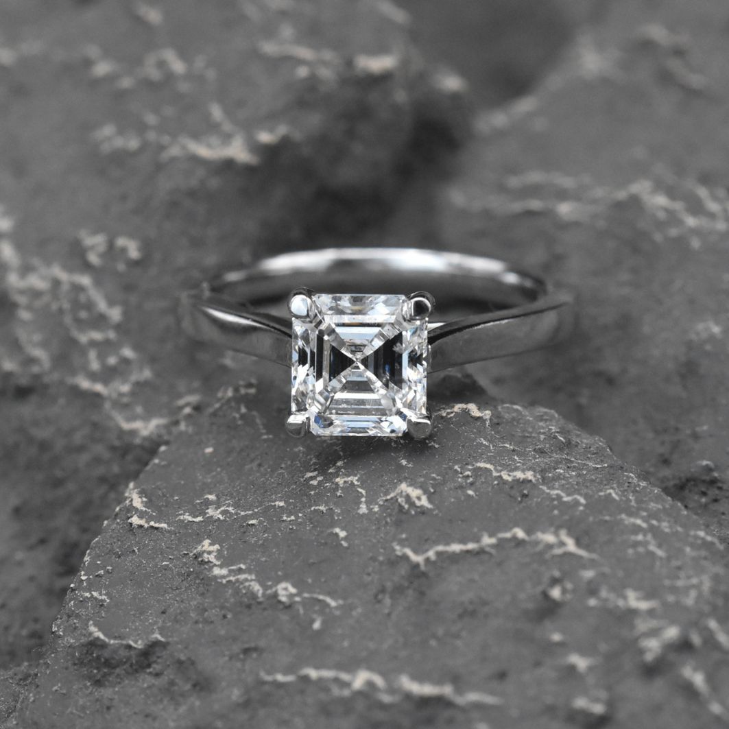 Asscher cut solitaire, 1.71ct F-SI1 GIA